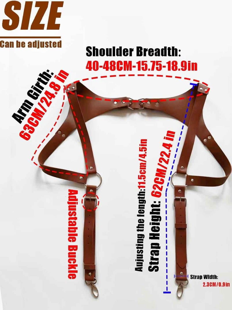 Fstrend Men's Leather Suspender, Adjustable Brown Faux Leather Shoulder Strap, Punk Body Belt for Clubwear, Cosplay and Party - Image 5